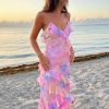 Ruffled Maxi Dress in Pastel Tones for Women Special Occasions